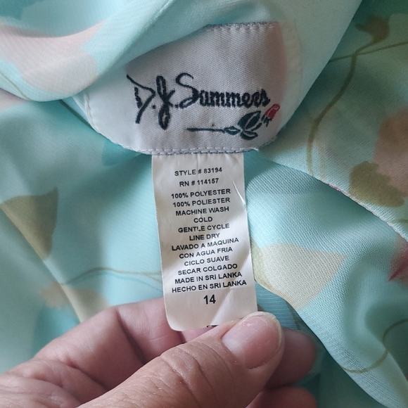 Elegant Floral Women's Blouse in Aqua and Pink - Picture 5 of 5